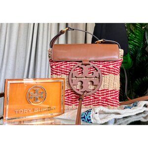 ✺ AUTHENTIC TORY BURCH RED STRIPED MILLER SHOULDER BAG/CROSSBODY